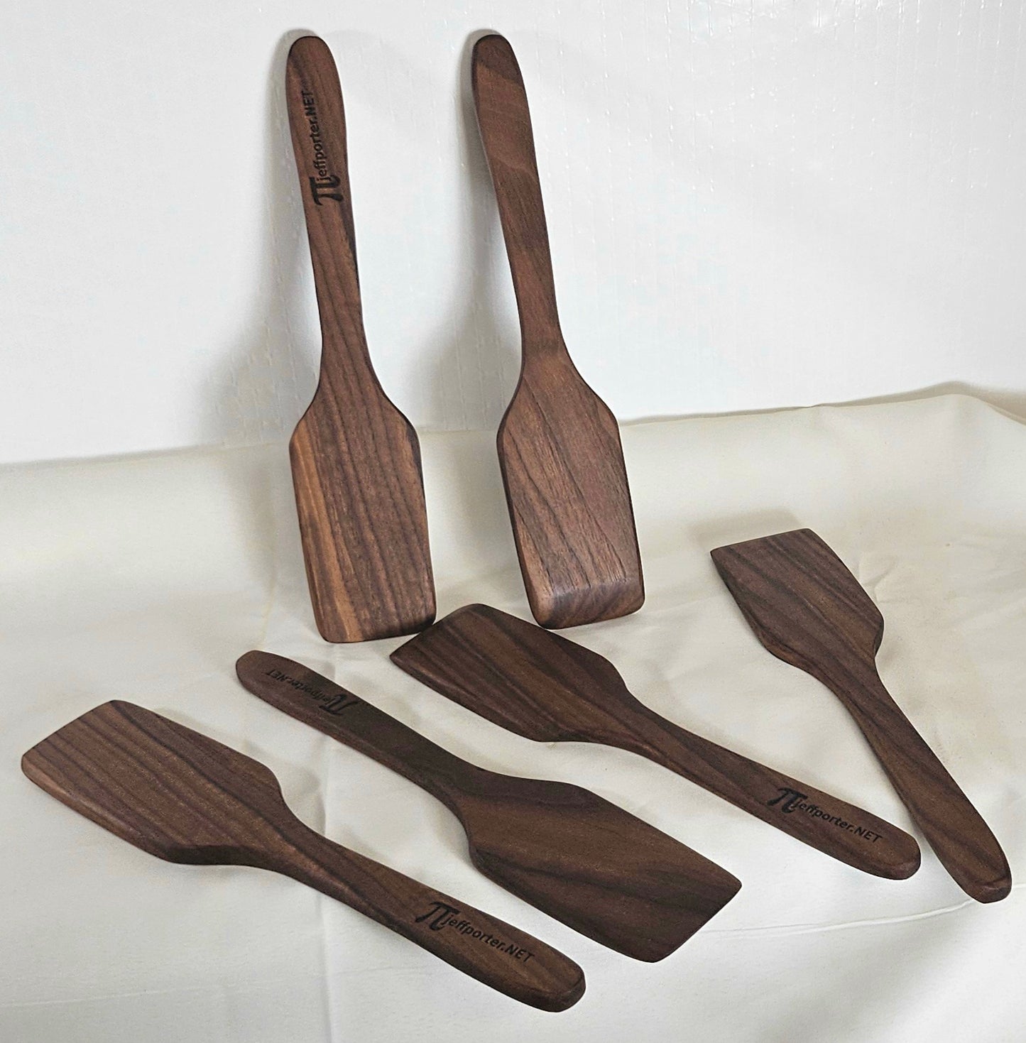K. Handcrafted walnut spatulas